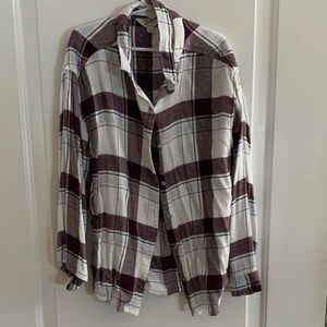 Bixby Nomad Casual Plaid Shirt Jacket in Burgundy and White